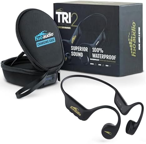 H2O Audio TRI 2 PRO Multi-Sport Waterproof Headphones with Charging Case - Bone Conduction Open Ear Underwater Headphones for Running, Cycling, and Swimming - Playlist+ to Record Streamed Music to MP3