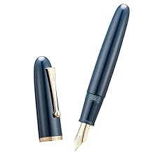 Jinhao 9019 Fountain Pen Dadao Series Dark Blue Acrylic Gold Trim #8 Medium Nib with Large Converter for Writing, Signature and Calligraphy