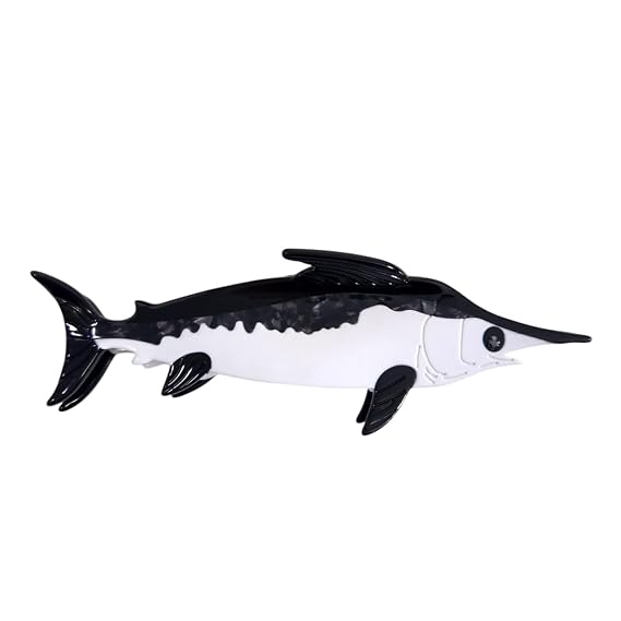 Cute Ocean Swordfish Hair Clips,Acetate Hair Clips,Big Claw Clips for Women,Funny Hair Clip,Black