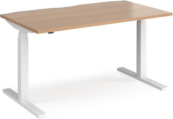Mr Office Elev8 Touch straight sit-stand desk 800mm deep - white frame, Oak, 1600