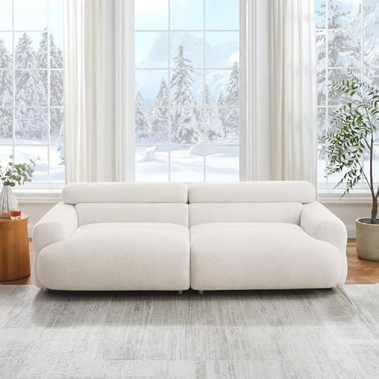 VANOMi 89 Boucle Cloud Loveseat Sofa Couch, Comfy Upholstered Deep Seat Boucle Sofa, Mid Century Modern Couch for Living Room Bedroom Apartment