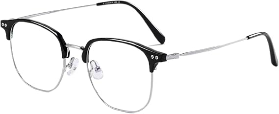 Blue Light Blocking Glasses Semi Rimless Eyewear For Women Men Classic Retro Square Metal Frame Anti Eye Strain Gaming Computer Glasses