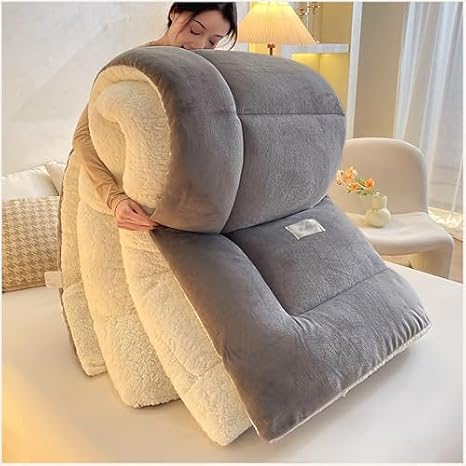 Heavy Warm Winter Quilts - Super Soft Lambswool Comforter - Thickened Double-Sided Fluffy Lamb Fleece Quilt Blanket