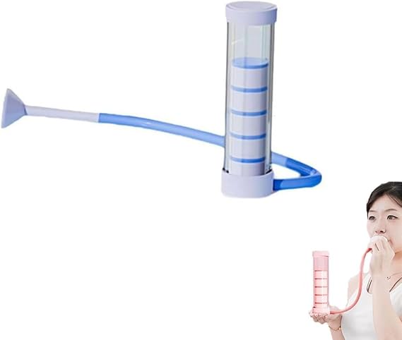 Lung Exerciser Device,Natural Lung Trainer,Adjustable Resistance Breathing Trainer for Adults and Child,Enhanced Lung Capacity (Blue)