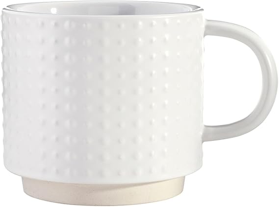 Santa Barbara Design Studio Mugs - Textured White Ceramic Stackable Mug, 16-Ounce, Dots