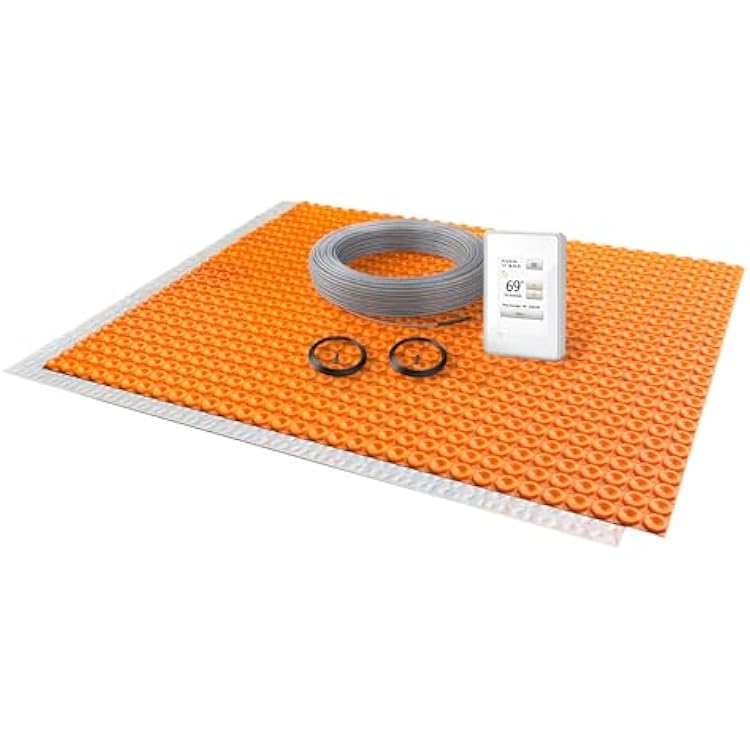 All-in-one Electric Radiant Floor Heating Kit 16 Sq Ft 120V with Smart WiFi Programmable Touchscreen Thermostat, Duo Heating Uncoupling Membrane, Underfloor Heating Cable