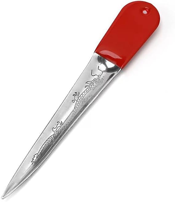 Wicker Weaving Tool, Stainless Steel with Non-Slip Silicone Handle Cover Knitting Tools, Engraved Dragon Pattern, Prying Tools Picking Tools for Knit and Repair Rattan Chair Table Basket
