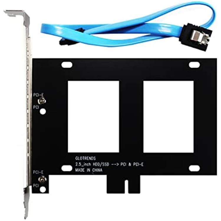 GLOTRENDS 2.5 inch SSD Mounting Bracket with SATA III Cable and SSD Screws, PCIe or PCI Slot Installation