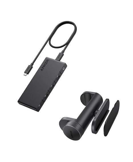 Anker 364 USB C Hub (10-in-1, Dual 4K HDMI) with Max 100W Power Delivery & Anker Hub Mounting Kit with Adjustable Design