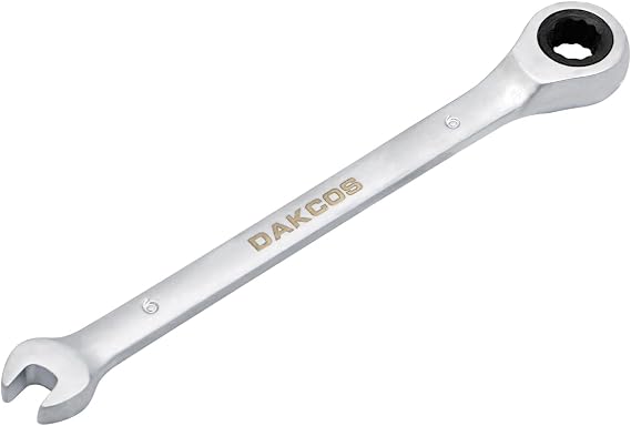 DAKCOS 6mm Combination Ratchet Spanner Fixed Head Ratcheting Wrench Cr-V