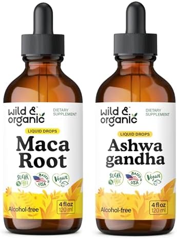 Wild & Organic Maca Root Tincture 4 fl oz & Ashwagandha Tincture 4 fl oz