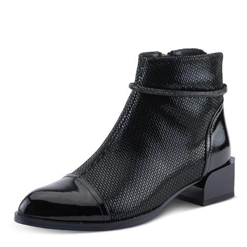 Azura Womens SHELBI Fashionable Leather Booties with Buckle Detail, Side Zipper, and Low Heel
