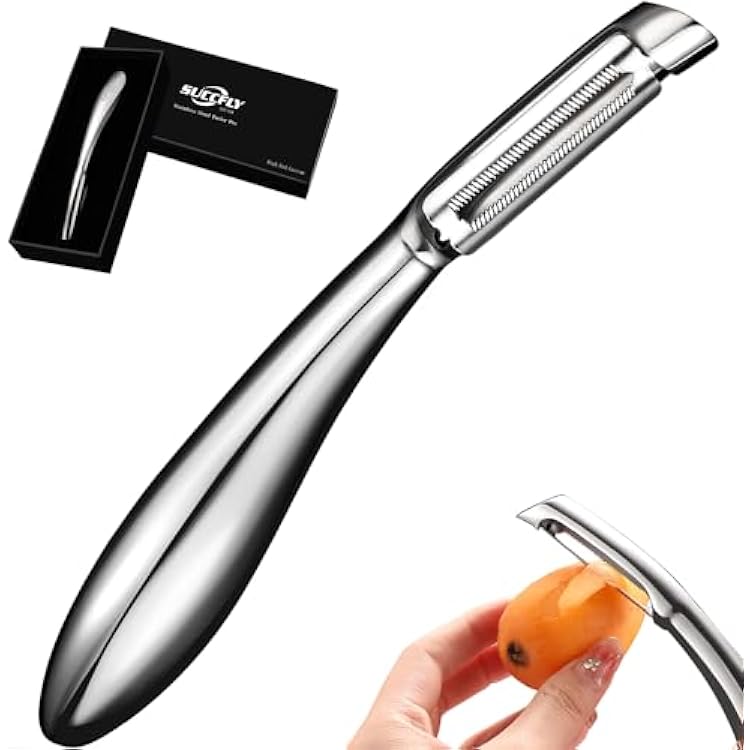 SUCCFLY Potato Peeler Stainless Steel, Premium Vegetable Peelers for Kitchen, Fruit & Veggie Peeler, Carrot Cucumber Apple Peeler,Ultra Sharp Serrated Blade,Ergonomic Non-Slip Handle