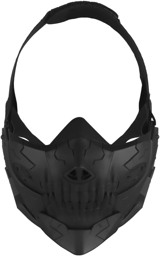 Adjustable Breathable Skull Face Mask,Cyberpunk, Futuristic Rebel Skull Half Face Mask Tactical Airsoft Mask For Cs Wargame Halloween Cosplay Costume Party
