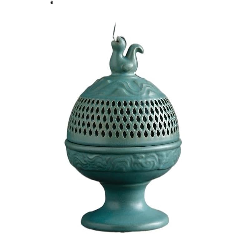 Chinese Stlye Ceramic Incense Burner, Retro Bowl Incense Holder Set for Kung Fu Tea, Yogo Tool Home OfficeGreen