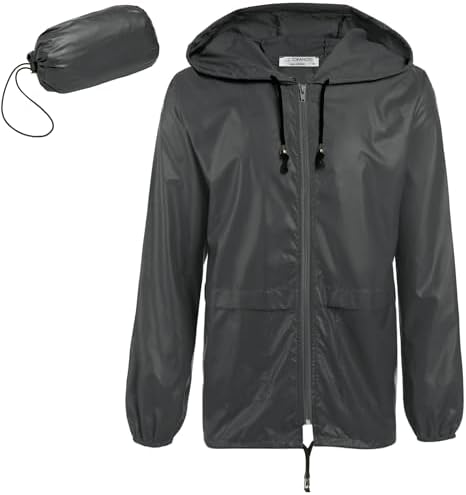 COOFANDY Mens Packable Rain Jacket Lightweight Waterproof Raincoat with Hood Outdoor Rain Gear Travel Hiking Cycling