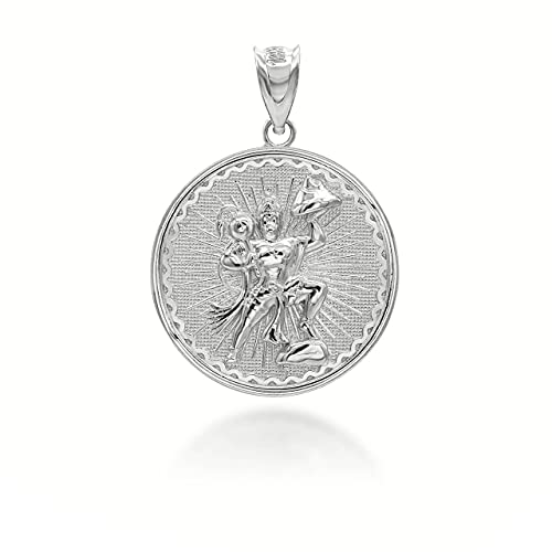 Certified 925 Sterling Silver Lord Hanuman Hindu Hinduism God Religious Medal Pendant