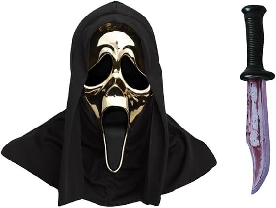 Officially Licensed Scream GhostFace Mask + Knife Adults Halloween Fancy Dress Costume Accessory Set