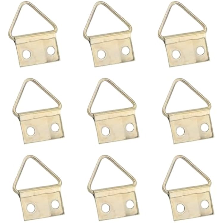 20PCS Two Hole Picture Frame Triangular Ring Hook with Mounting Screws Metal Photo Decorative Hook