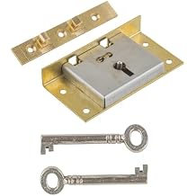 Extra Large Brass Half Mortise Chest or Box Lock with Two Skeleton Keys | HL4-SB-2K