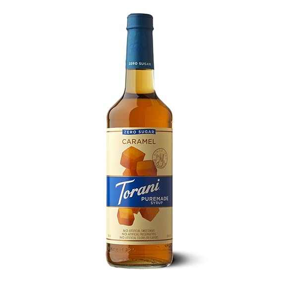 Torani Puremade Syrup, Zero Sugar Caramel Flavor, Glass Bottle, Natural Flavors, 25.4 Fl. Oz., 750 mL