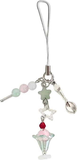 Ice Cream Soda Phone Charm, Cute Ice Cream Mobile Pendant Ornament Fun Ice Cream Cellphone Ornament Chic Beaded Pendant for Fashionable Individuals
