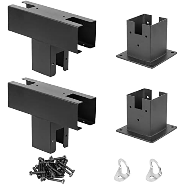Pergola Bracket Kit,3-Way Stainless Steel Pergola Elevated Wood Stand T Brackets & Post Base Brackets for 4 x 4 Actual 3.5 x 3.5 Wood Beams Lumber