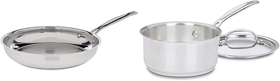 Cuisinart 722-24 10-Inch Chef's-Classic-Stainless-Cookware-Collection, Open Skillet & 719-16 1.5-Quart Chef's-Classic-Stainless-Cookware-Collection, Saucepan w/Cover