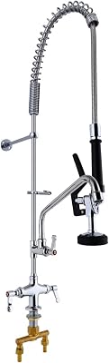 Maxsen Deck Mount Commercial Kitchen Sink Faucet 43 Height Pre rinse With 12 Add-On Spout For Food Service Commercial Kitchens Restaurant Hotel Application Tap