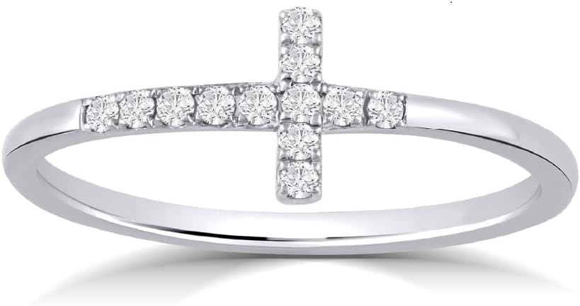 Certified Diamond Cross Rings | 10k White & Yellow Gold | Choose Design