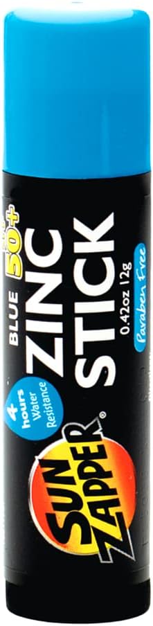 Sun Zapper Zinc Oxide Sunscreen Stick – Blue SPF 50+ – Water-Resistant Broad Spectrum Sunblock for Face – 0.42 Oz (12g) – Suitable for Adults & Kids – Made in Australia