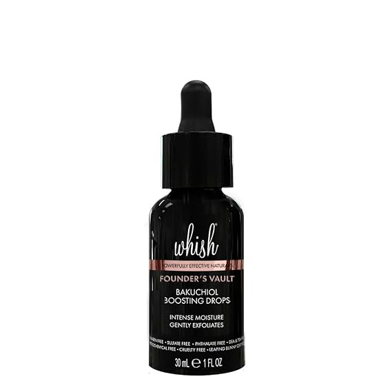 Whish Bakuchiol Boosting Drops - Moisturizing, Vegan, Plant-Based, Clean Beauty, Paraben & Sulfate Free, Unisex - 1 Fl Oz