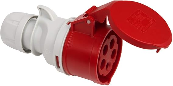 CEE connector with hinged lid