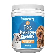 Pet Wellbeing Epic Mushroom Chewies for Dogs - Immune Support, Cognitive Health, Adaptogenic Stress Support with Reishi, Chaga, Lion's Mane Functional Mushrooms - Veterinarian-Formulated 90 Soft Chews