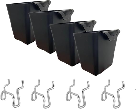 4 Sets Square Pegboard Bins with Pegboard Hooks,Pegboard Tool Organizer,for Office Organization Pegboard Pencil Holder Craft Box Organizer Pegboard Tool Organizer (4, Black)