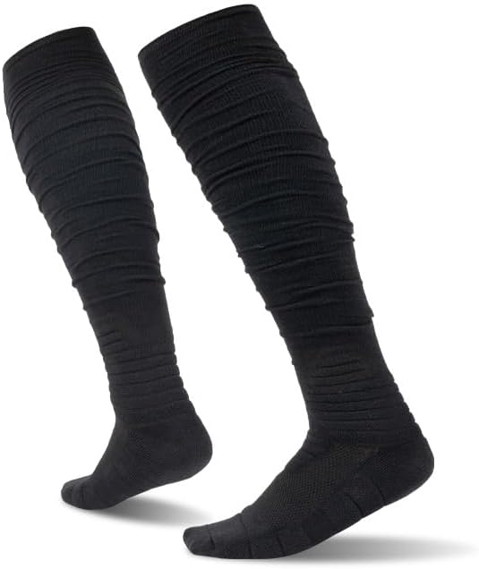 Football Socks - Ultra Long, 1 Pack2 Packs, Combed Cotton with Ankle Support, Padded Knee High Socks for Youth and Adults