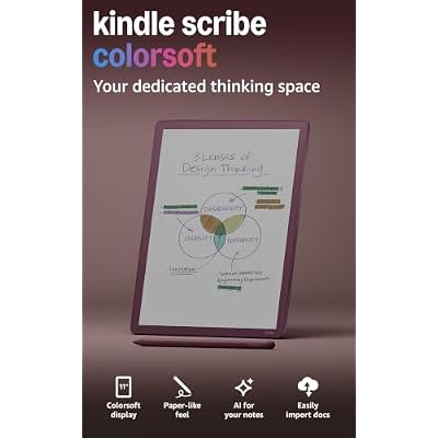 Amazon Kindle Scribe Colorsoft 64GB (newest model) 11 paper-like color display Write in notebooks, docs, and books. Read in any light. Pen included - Fig