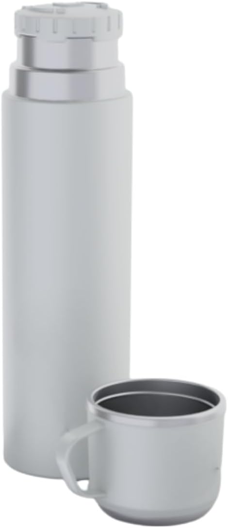 Çift Katmanlı Paslanmaz Çelik Termos, 1.5 Litre, Gümüş, Vidalı Kapak, Sıcak İçecekler için, 32 cm Yükseklik, Yetişkin Kullanımına Uygun (Beyaz, 500 ml, Bardaklı Termos, Airobazar)