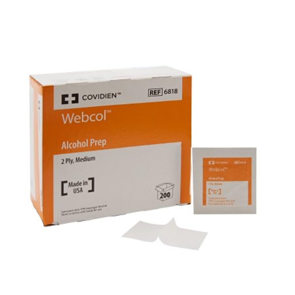 Kendall WEBCOL Alcohol Preps Sterile, Medium, 2-ply