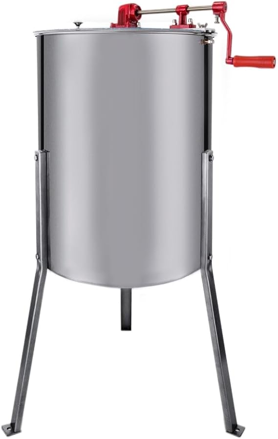 Manual Honey Extractor Separator 4 Frames Stainless Steel Barrel Drum Beehives Honeycomb Spinner Crank Tool With 3 Leg Stand Beekeeping Extractor Equipment FREE Soft Brush Tool