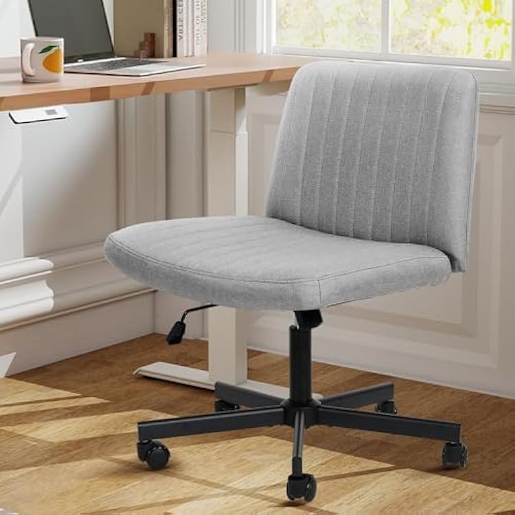 Large Armless Home Office Chair for Criss Cross Seating or Enhanced Comfort for Yoga or Plus Size Woman or Adults,Grey
