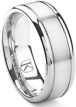 Titanium Kay Cobalt XF Chrome 8MM Double Grooves Wedding Band Ring