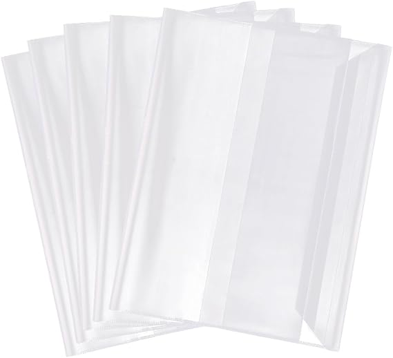 GORGECRAFT 10Pcs Plastic Book Covers Clear 21.5 x 15.8cm Waterproof Transparent Book Sleeve with Self-Adhesive Strip Document Paper Protector for Notebook Textbook Paperbacks School Office