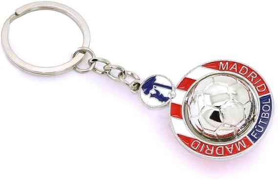 Atletico Madrid Soccer Keychain | Enameled Metal Spinning Ball | Atletico Madrid Keychain | Original for Atletico fans, courage, and heart