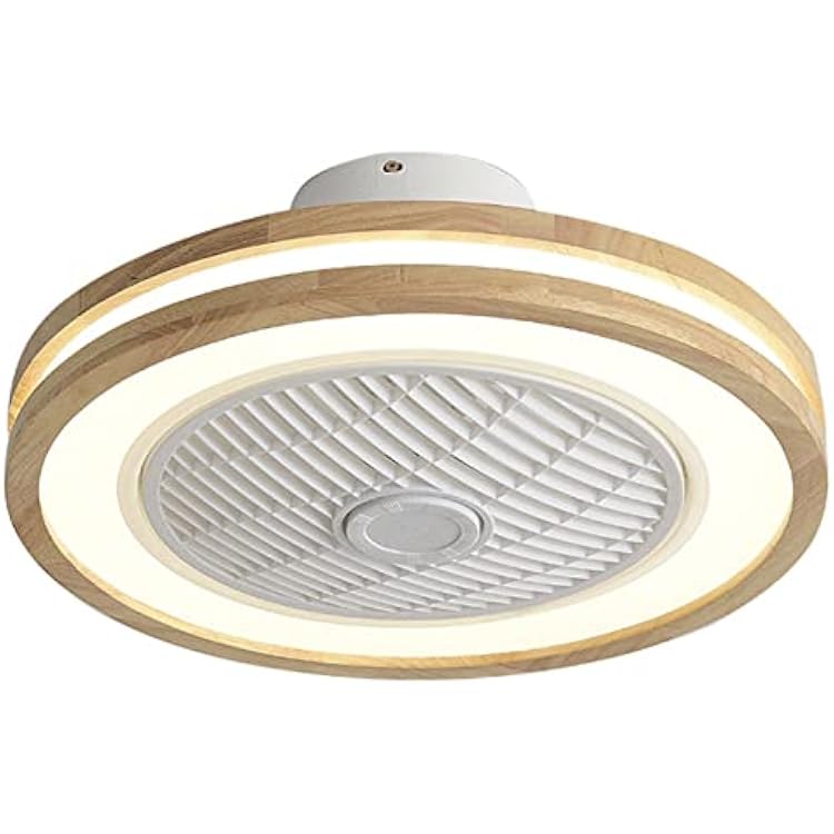Chandeliers, Modern Ceiling Fan with Light, LED Remote Control 3-Color Lighting Modes Invisible Acrylic Concealed Fans Chandelier Rubber Wood Shell Semi Flush Enclosed Ceiling Fans Interesting Life1