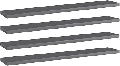 Bookshelf Boards 4 pcs,Bookshelf Replacement Planks,Wood Shelf,Melamine Shelf,Unfinished Wood,for retrofitting bookcases, excluding mounting Parts,High Gloss Gray 23.6x3.9x0.6 Chipboard