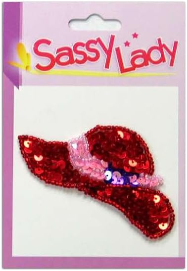 Expo International Red Brimmed Hat Sassy Lady Sequin Applique/Patch | Red Multi