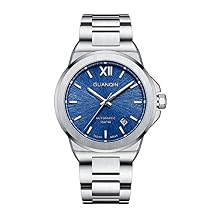 GUANQIN New Men's Automatic Mechanical Watches Full Stainless Steel 100 Meters Waterproof Synthetic Sapphire Mirror Simple Business Analog Wristwatch Calendar
