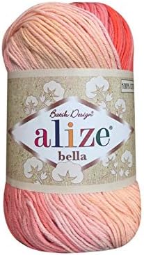 Alize Bella Batik 5 Balls 100% Cotton Yarn, 50 Grams, 180 Meters, Baby Shoes, Blanket, Blouse, Socks, Sweater