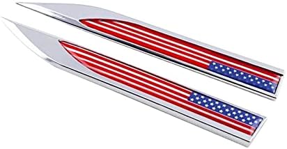 beler 2Pcs 3D Blade Metal Alloy American USA Flag Both Side Fender Emblem Badge Logo Sticker Decal Fit for Car Truck Auto